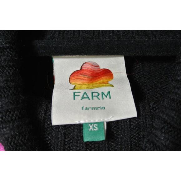 NEW, Farm Rio Colorful Flower Turtleneck Sweater in Black multi Sz XS #T3701 - Picture 10 of 12